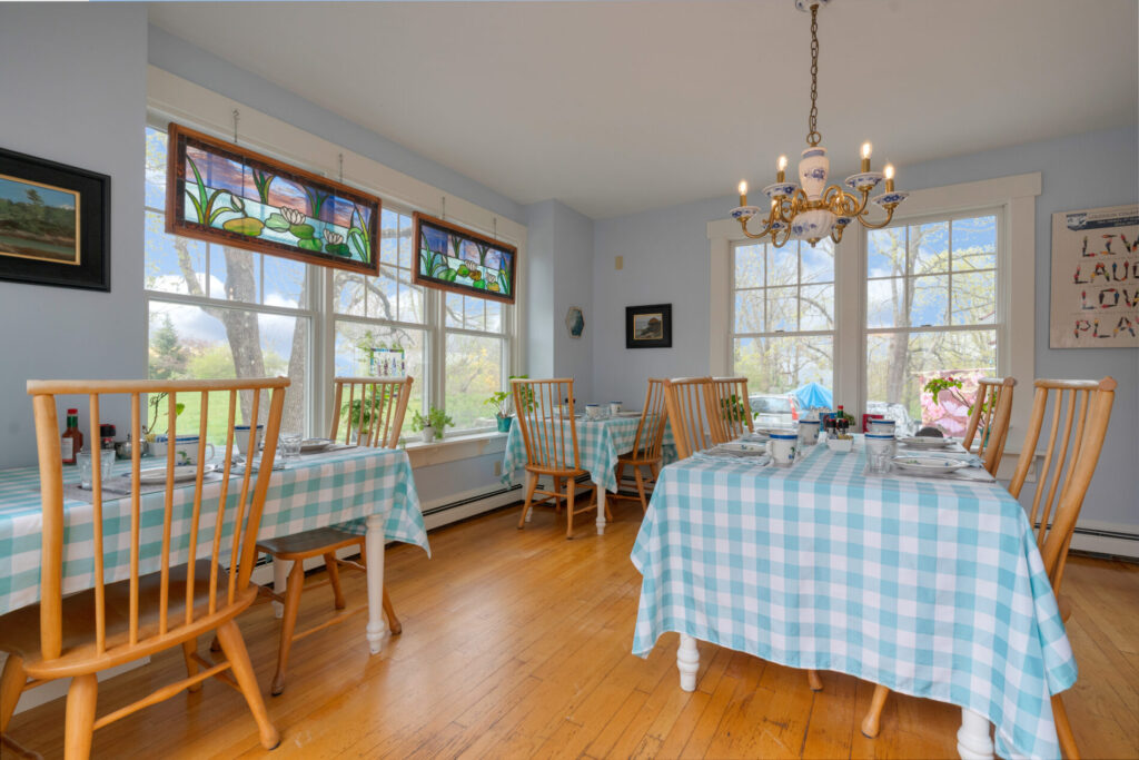 Bed & Breakfast Menu and Breakfast Outside at James Place Inn in Freeport Maine